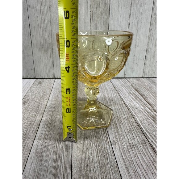 Vtg Fostoria Moonstone Yellow Gold Amber Champagne Goblets  5 1/8" Tall Set of 2 - Picture 8 of 12